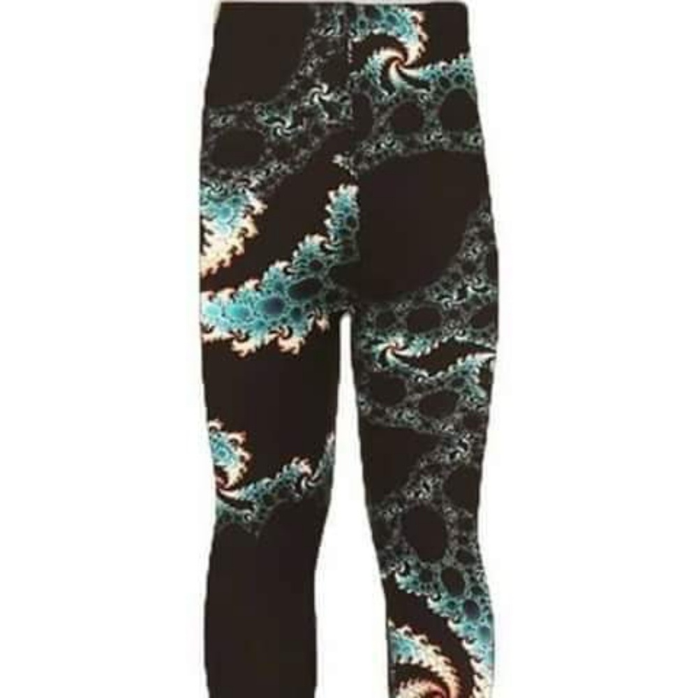Kids Teal Swirl Abstract Leggings